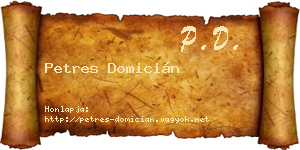 Petres Domicián névjegykártya